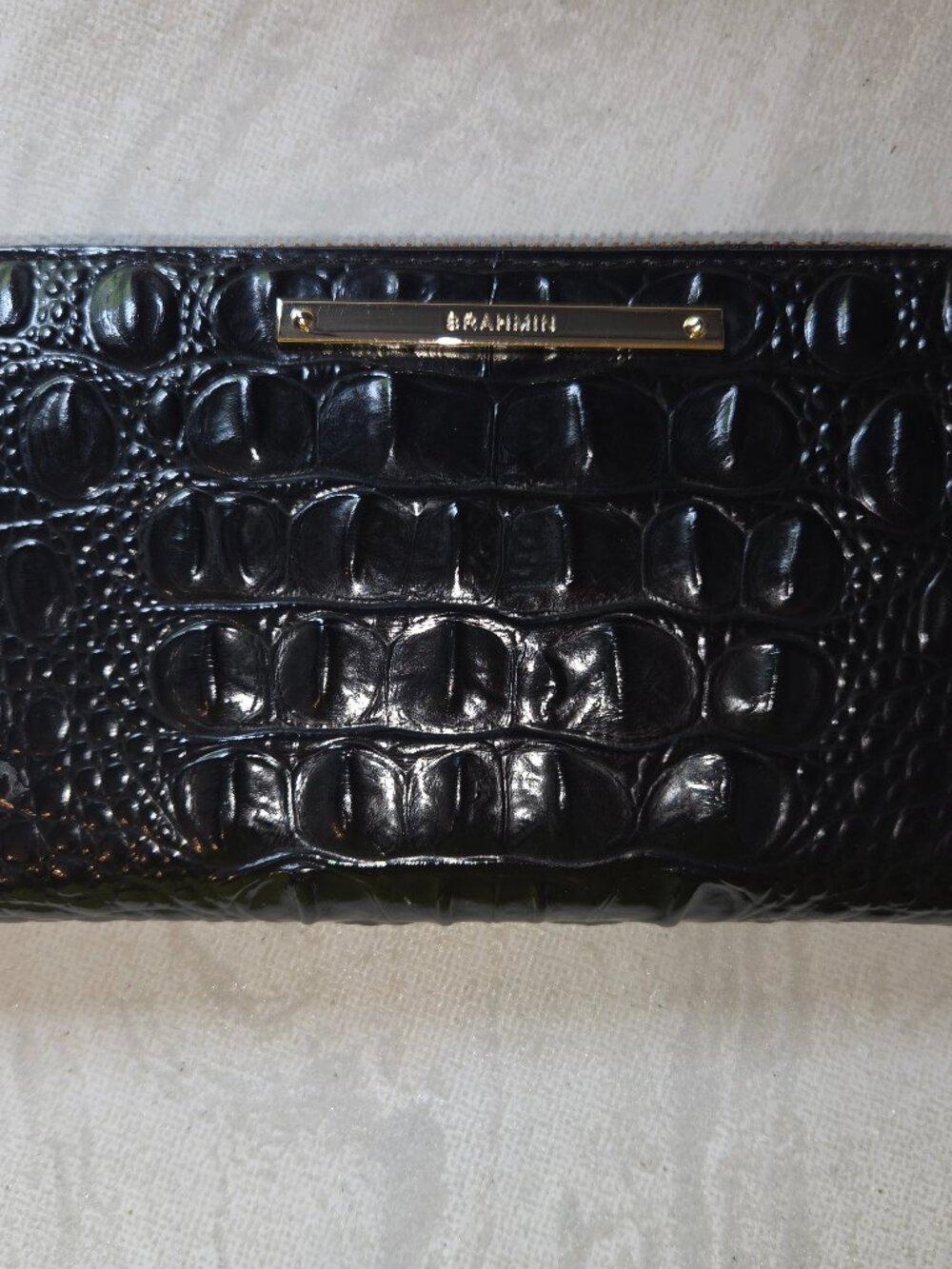 Brahmon Suri black crocodile zip arounbd wallet